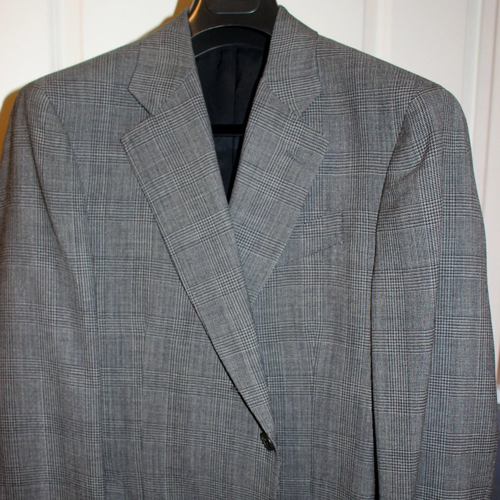 PINK shirtmaker London blazer Made in Italy Grey Plaid 42